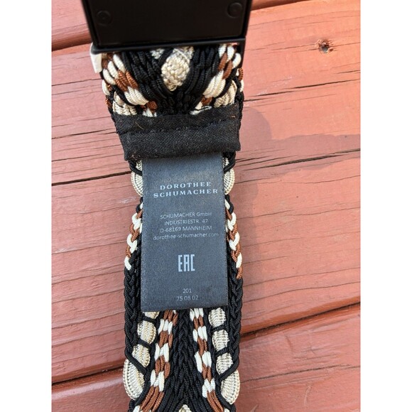 Dorothee Schumacher Black Cream Brown Braided Wide Belt Stretch | Made In Italy - Picture 4 of 5